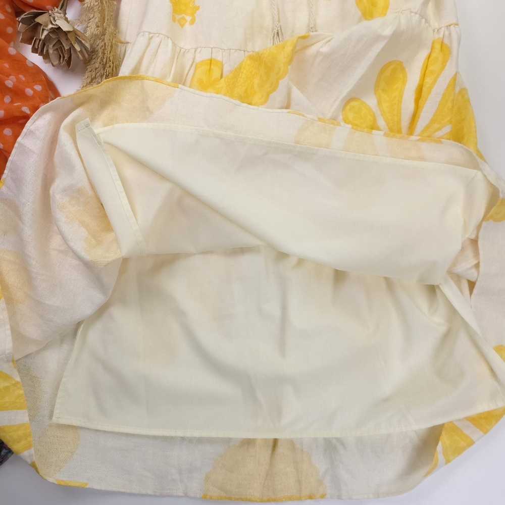 Carshmere & Cupcakes Yellow Cream Floral Tiered Skirt - Size M - Picture 7 of 13